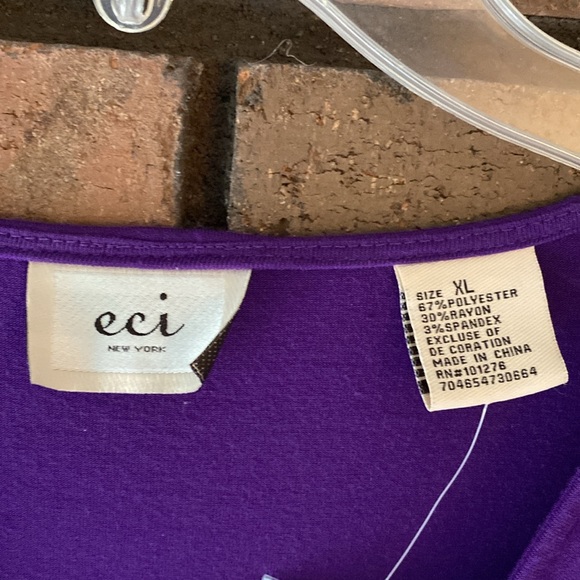 Eci New York Women’s size XL Purple Beaded Short Sleeve Blouse - Picture 5 of 8